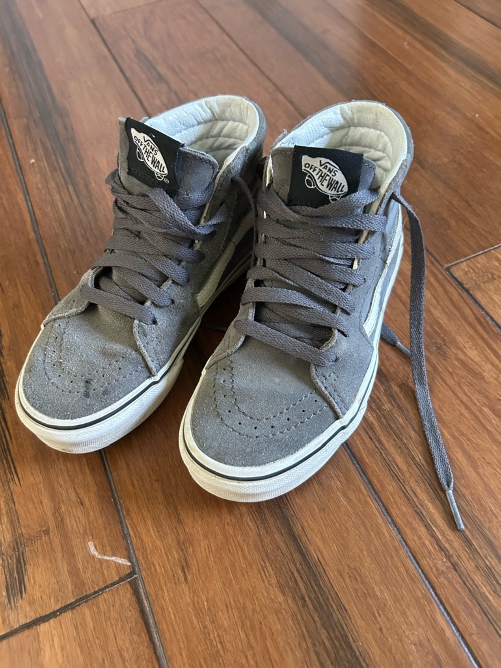Vans Gray Suede High-Top Sneakers with White Stripe 1.5